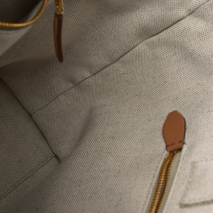 Prada Linen Blend Vitello Logo Tote Natural 10 of 10