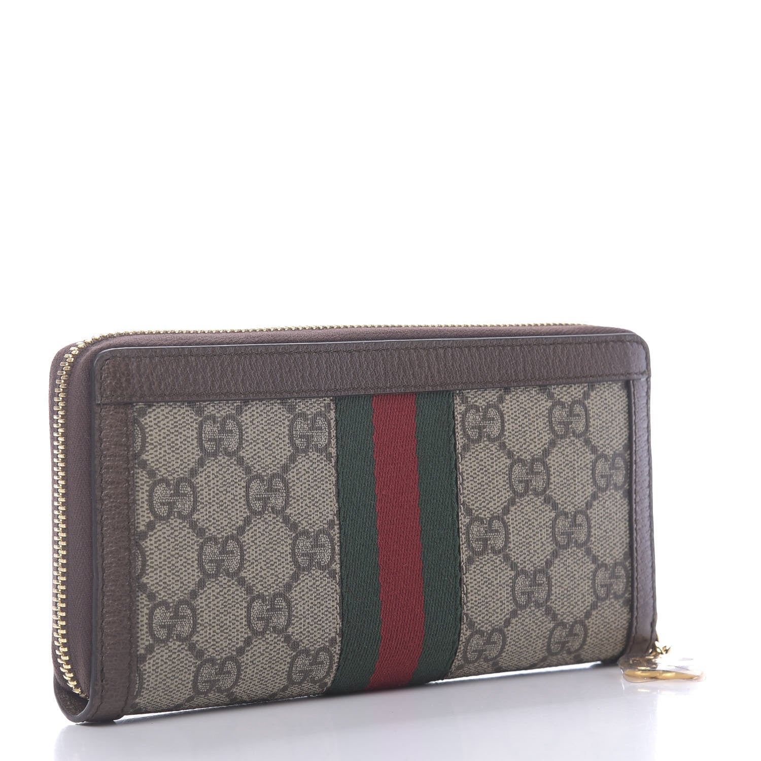 Gucci GG Supreme Monogram Web Ophidia Zip Around Wallet Brown 3 of 10