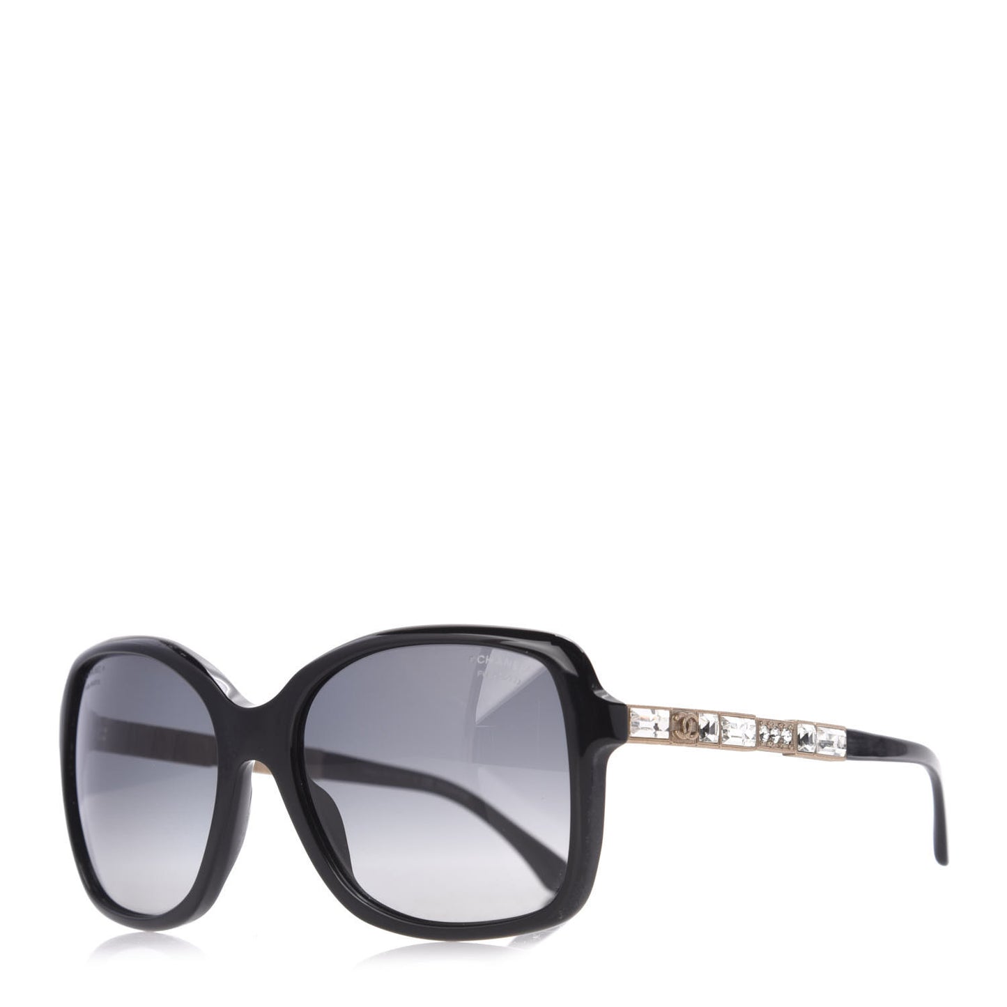 Crystal Baguette Polarized Square Sunglasses 5308-B Black