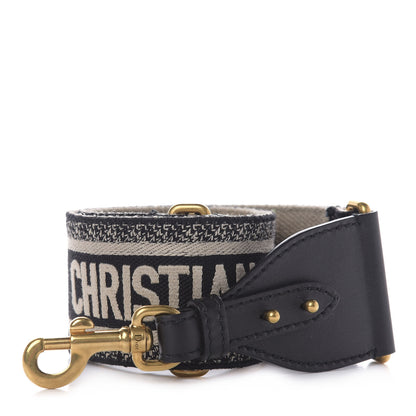 Christian Dior Canvas Embroidered Shoulder Strap Black 1 of 6