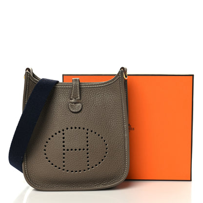 Hermes Taurillon Clemence Amazone Evelyne TPM Etoupe Bleu Indigo 12 of 12
