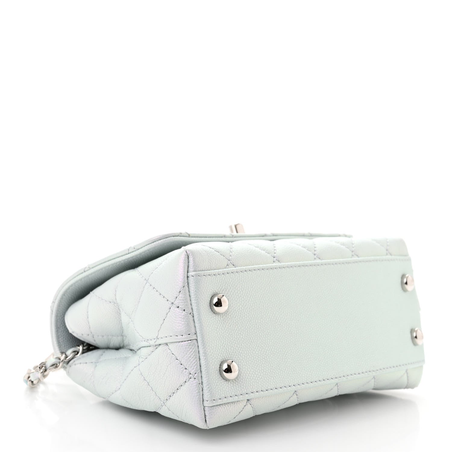 Chanel Iridescent Caviar Quilted Extra Mini Coco Handle Flap Light Blue 4 of 11