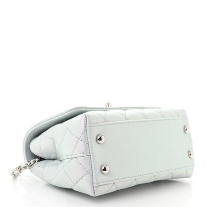 Chanel Iridescent Caviar Quilted Extra Mini Coco Handle Flap Light Blue 4 of 11