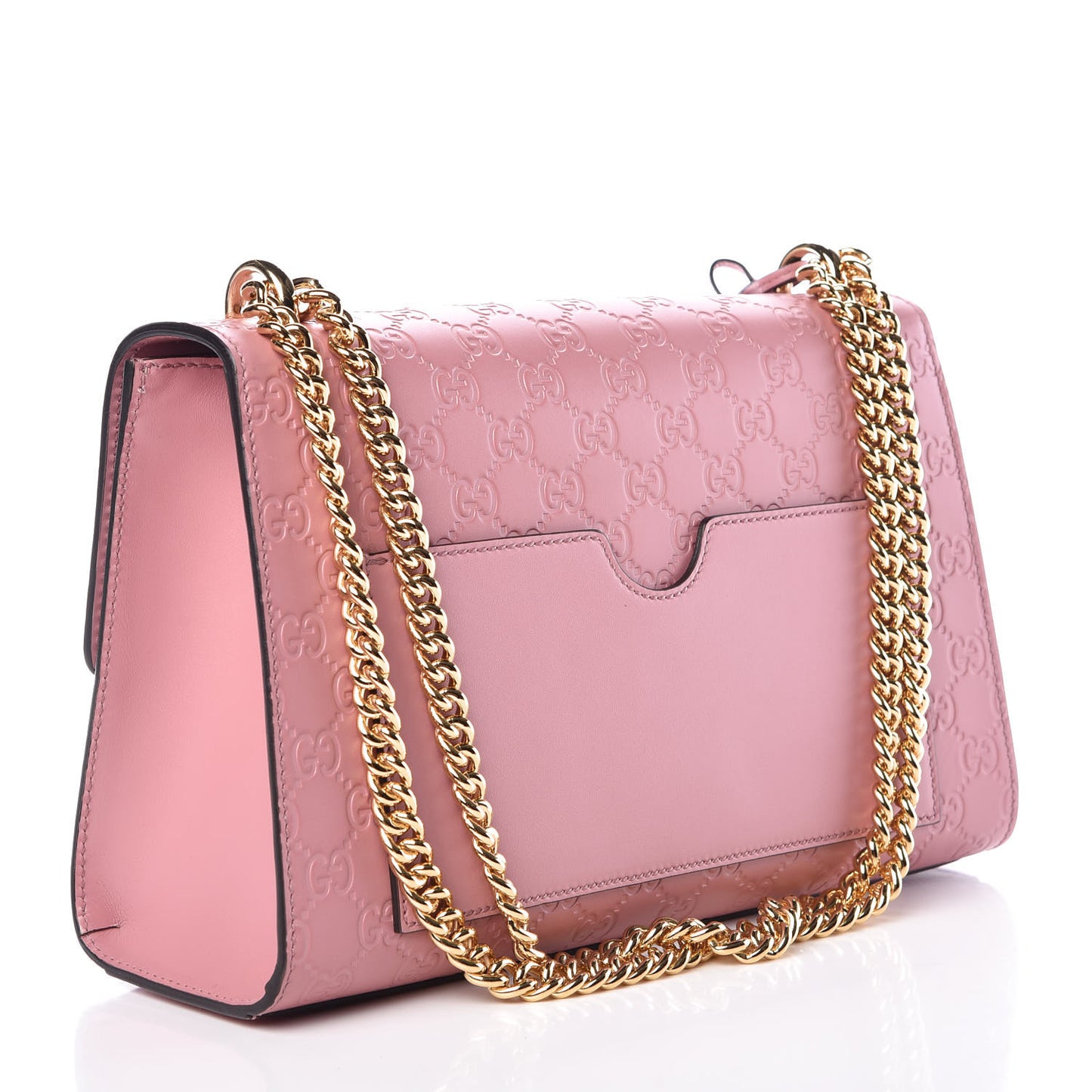 Guccissima Signature Medium Padlock Shoulder Bag Rose Baby Candy