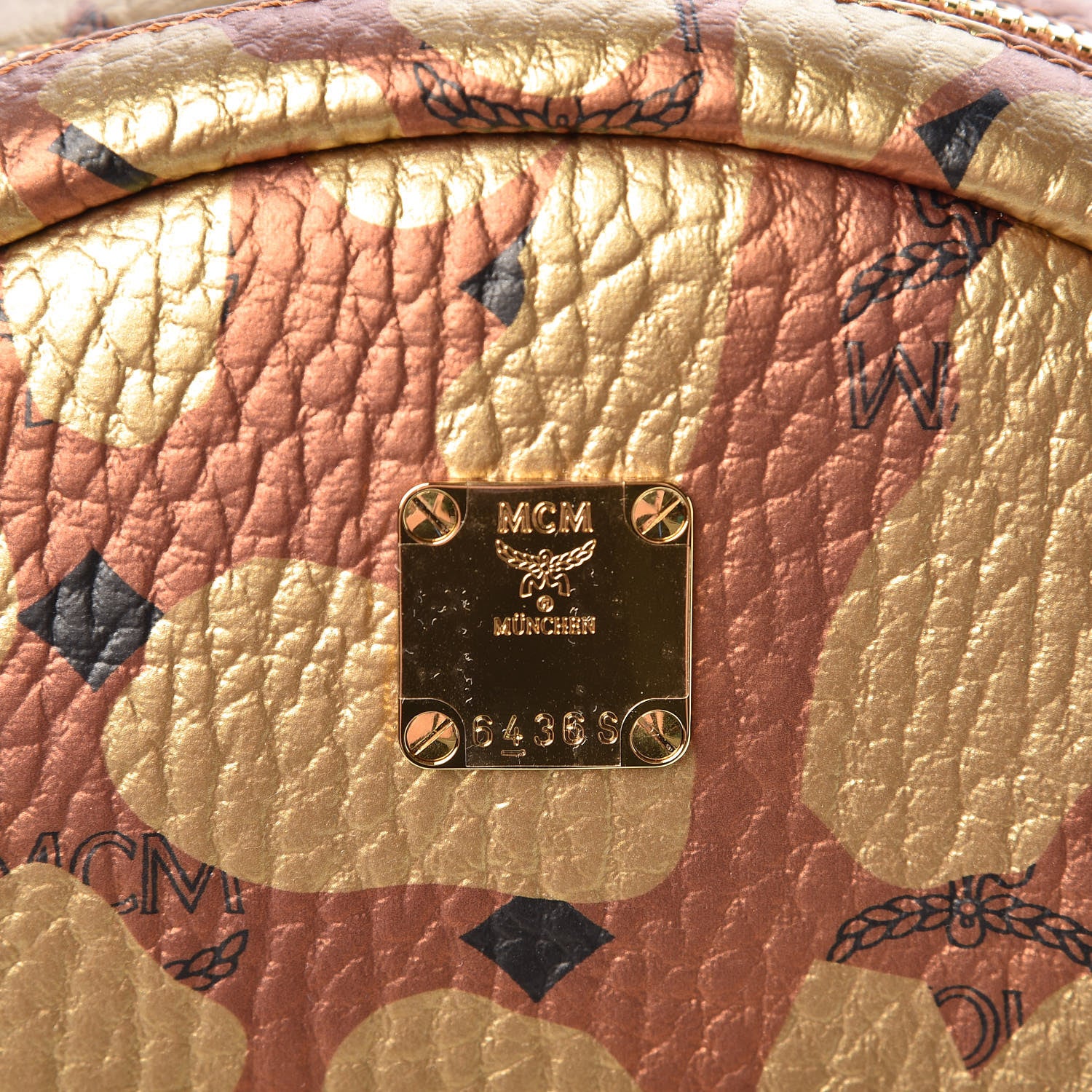 MCM Metallic Visetos Leopard Print Small Stark Backpack Cognac 6 of 9