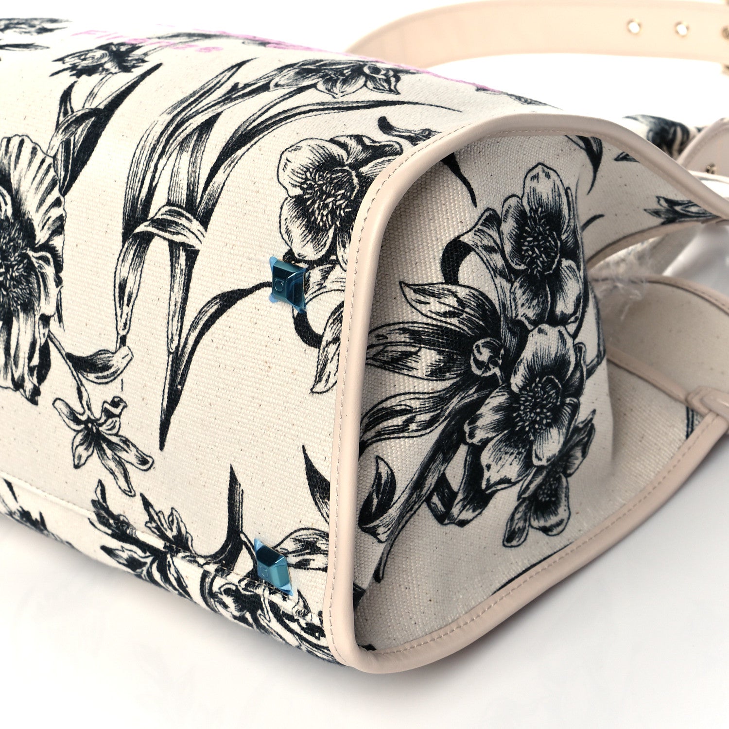 Salvatore Ferragamo Canvas Floral Palm Beach The Studio Bag White 9 of 9