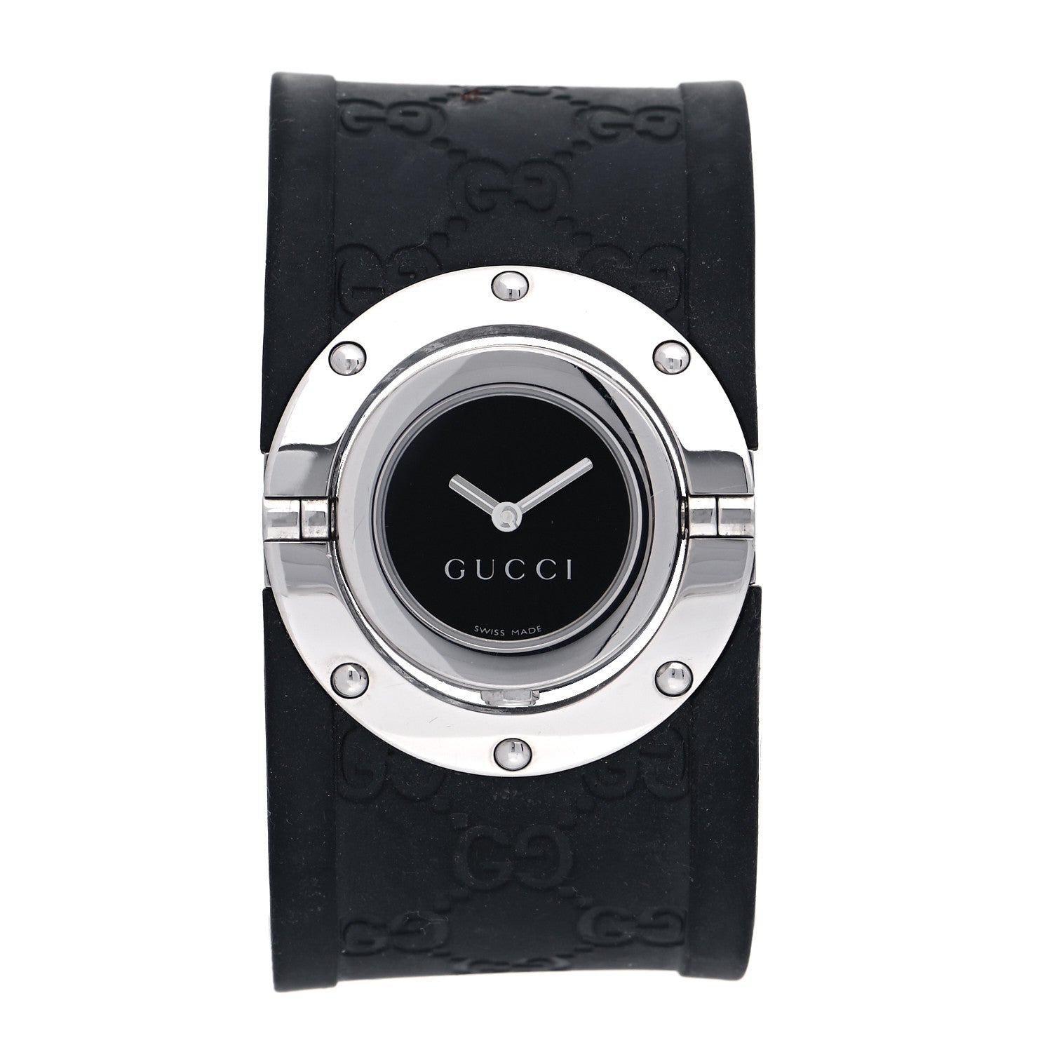 Gucci Stainless Steel Rubber 33mm Twirl Quartz Watch Black 1 of 5