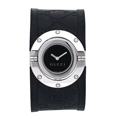 Gucci Stainless Steel Rubber 33mm Twirl Quartz Watch Black 1 of 5