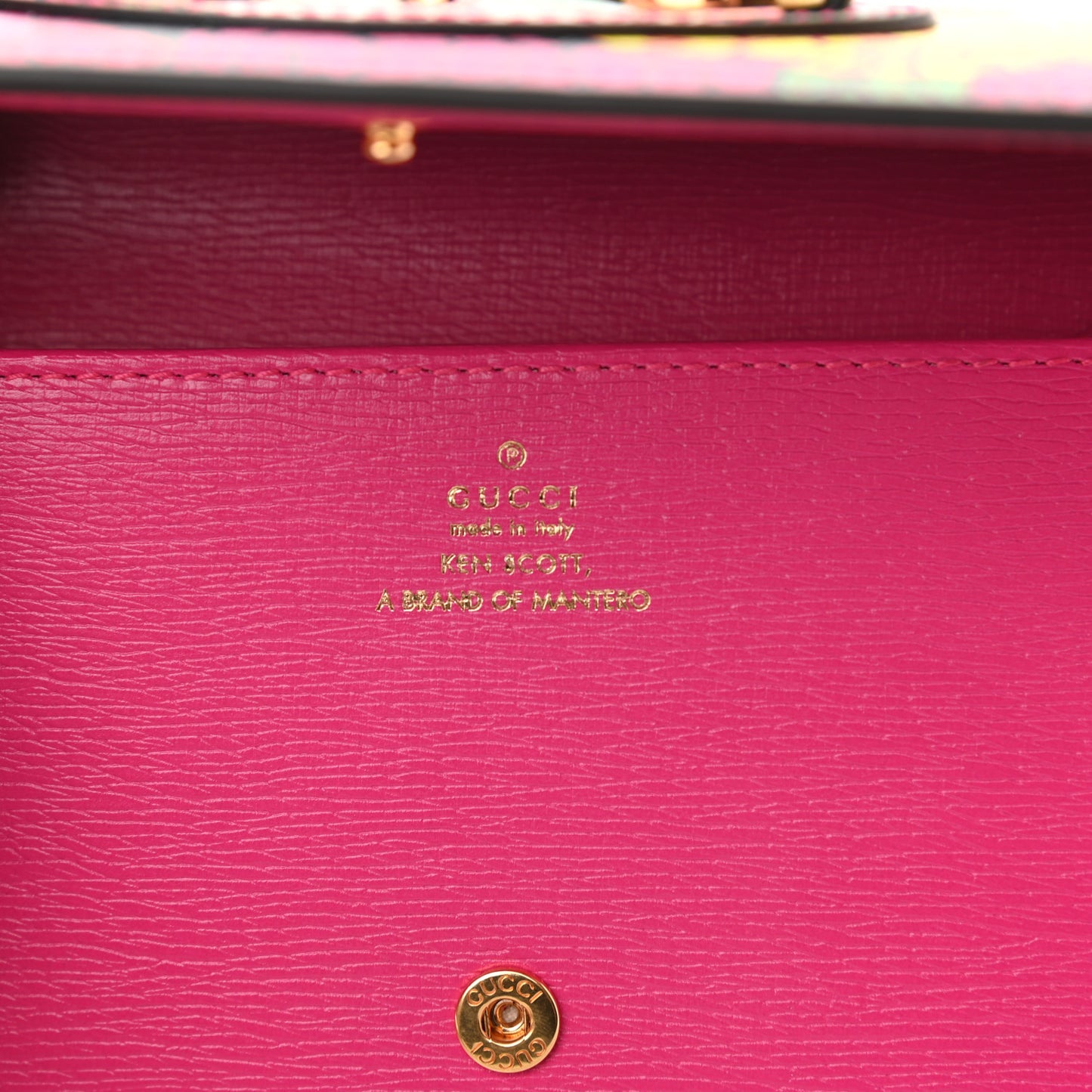 X KEN SCOTT Shangai Calfskin Pomponica Print Horsebit 1955 Wallet On Chain Multicolor Fuxia Pompon
