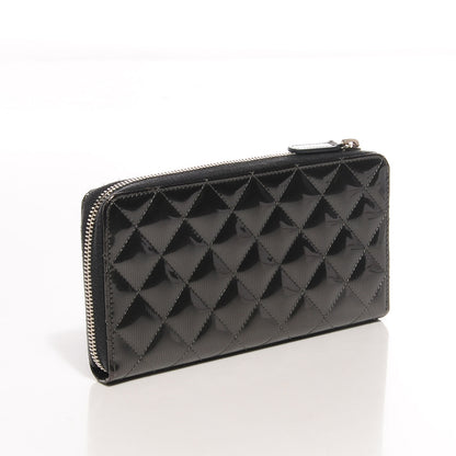 Chanel Striated Patent Zip Around Wallet Dark Grey 3 of 8
