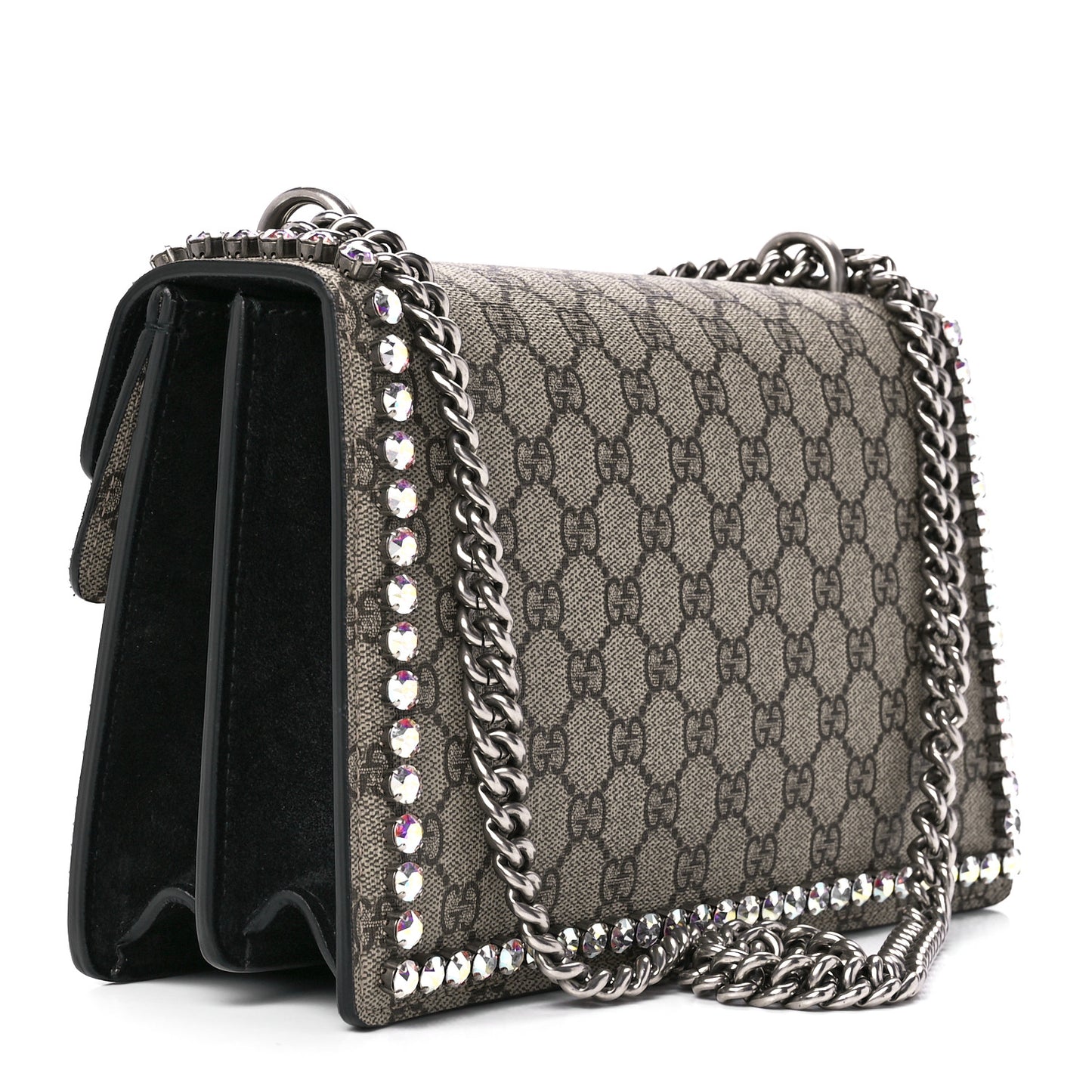 GG Supreme Monogram Crystal Small Dionysus Shoulder Bag Black
