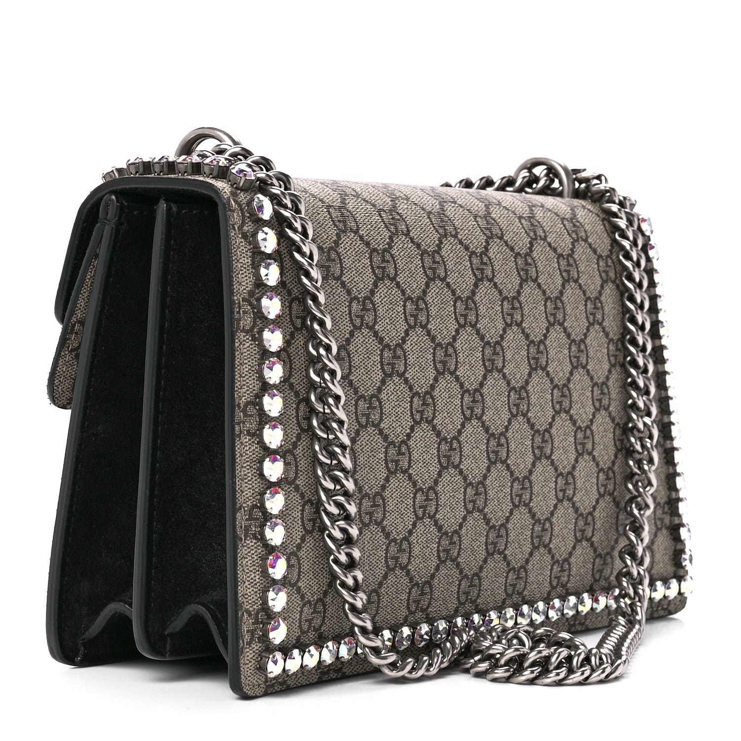 Gucci GG Supreme Monogram Crystal Small Dionysus Shoulder Bag Black 3 of 12