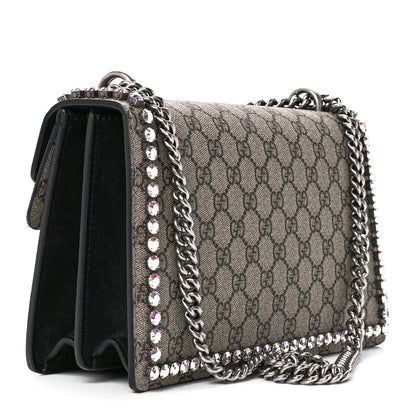 Gucci GG Supreme Monogram Crystal Small Dionysus Shoulder Bag Black 3 of 12