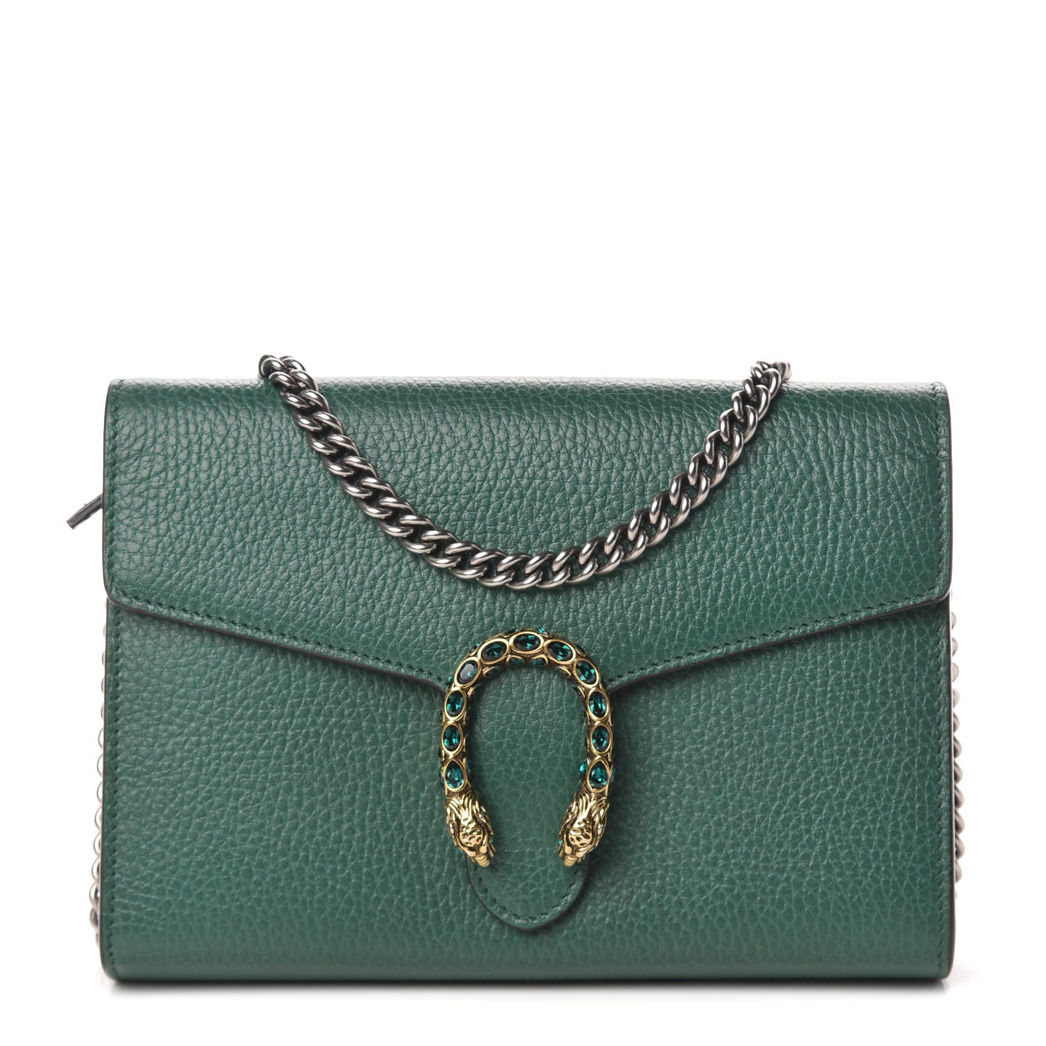 Gucci Calfskin Mini Dionysus Chain Wallet Emerald 1 of 8
