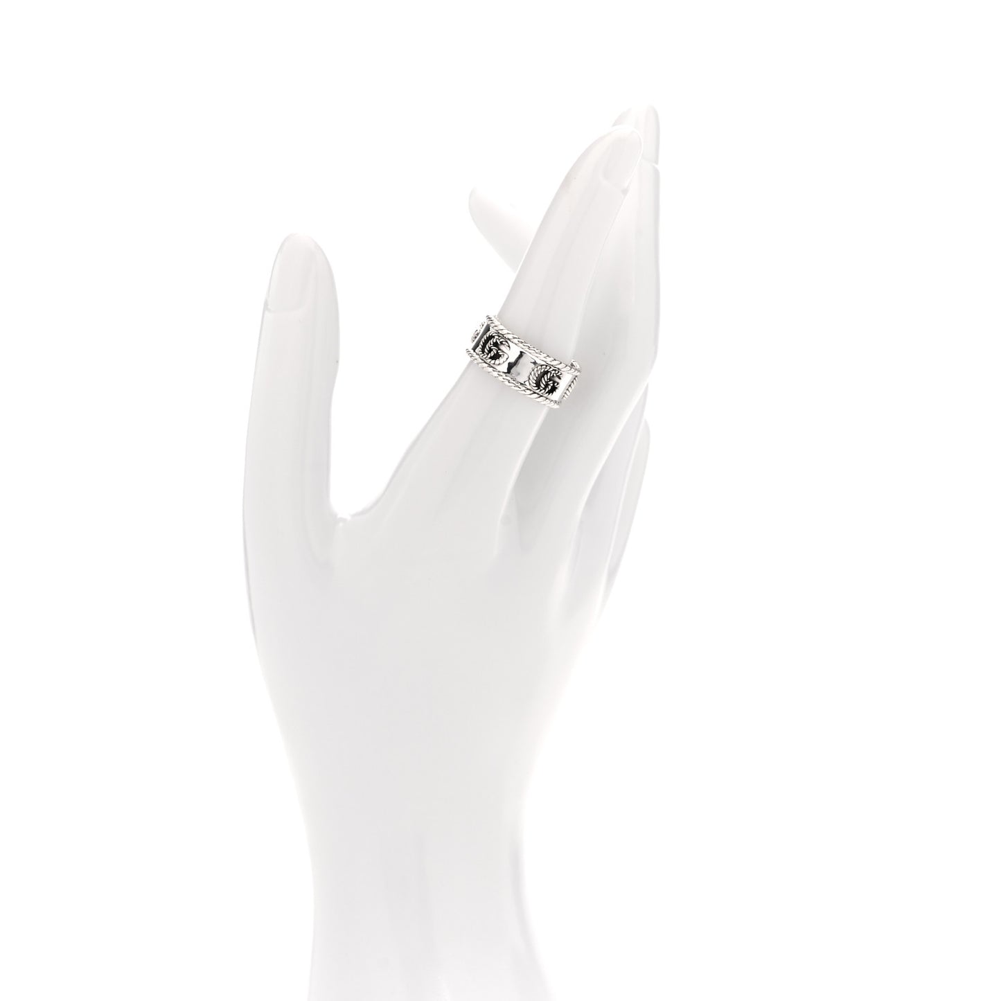 Sterling Silver Torchon GG Marmont Ring 55 7.25