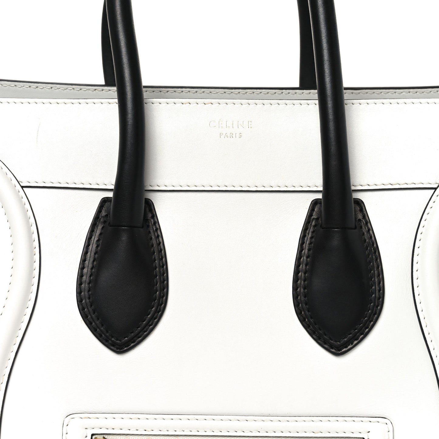 Satin Calfskin Mini Bi-Color Luggage White Black