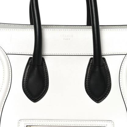 Celine Satin Calfskin Mini Bi-Color Luggage White Black 8 of 10