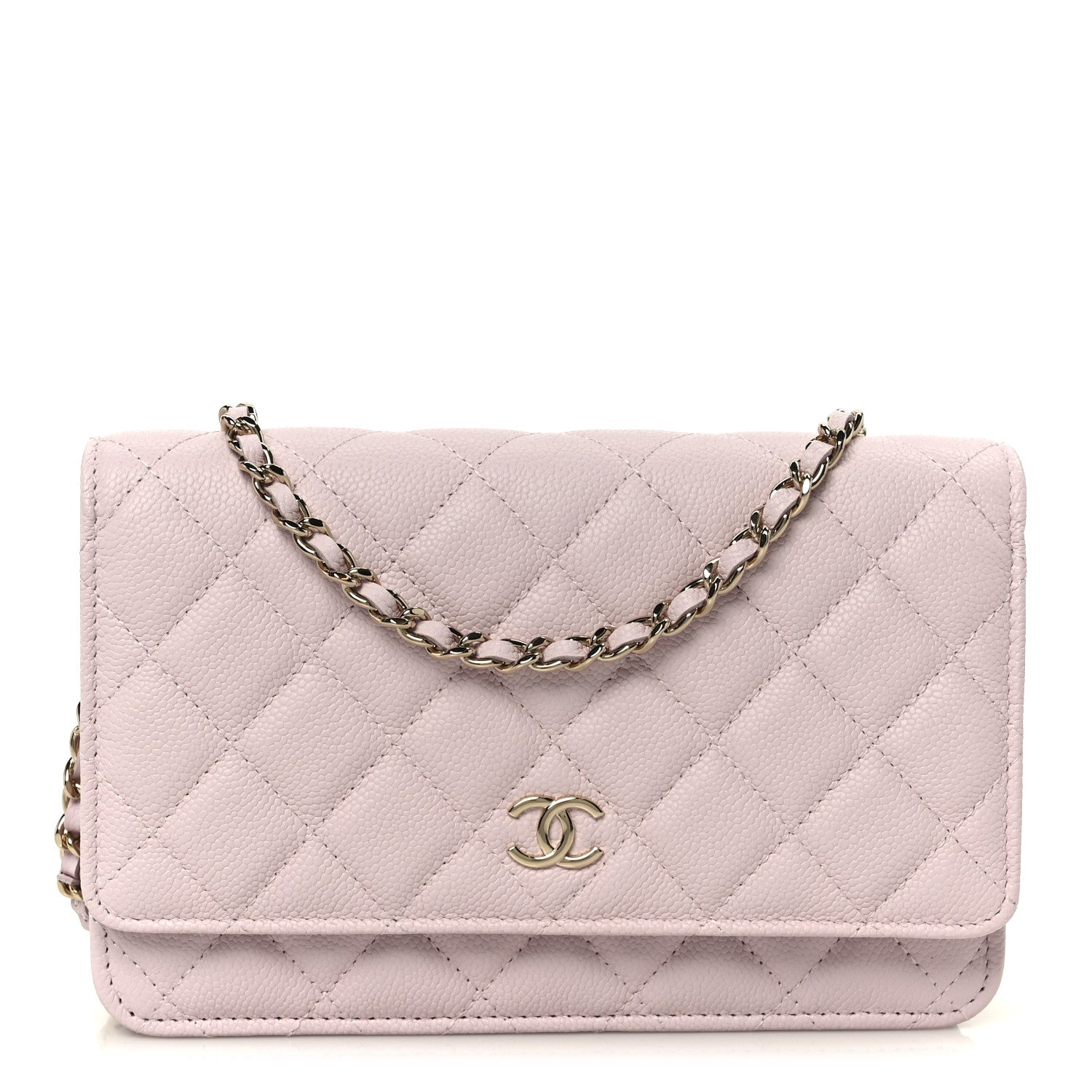 Chanel Caviar Quilted Tiny CC Wallet On Chain WOC Light Pink 1 of 12
