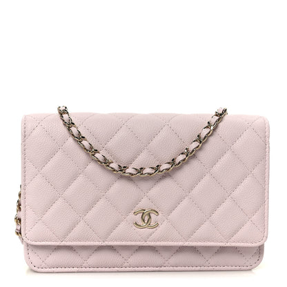 Chanel Caviar Quilted Tiny CC Wallet On Chain WOC Light Pink 1 of 12