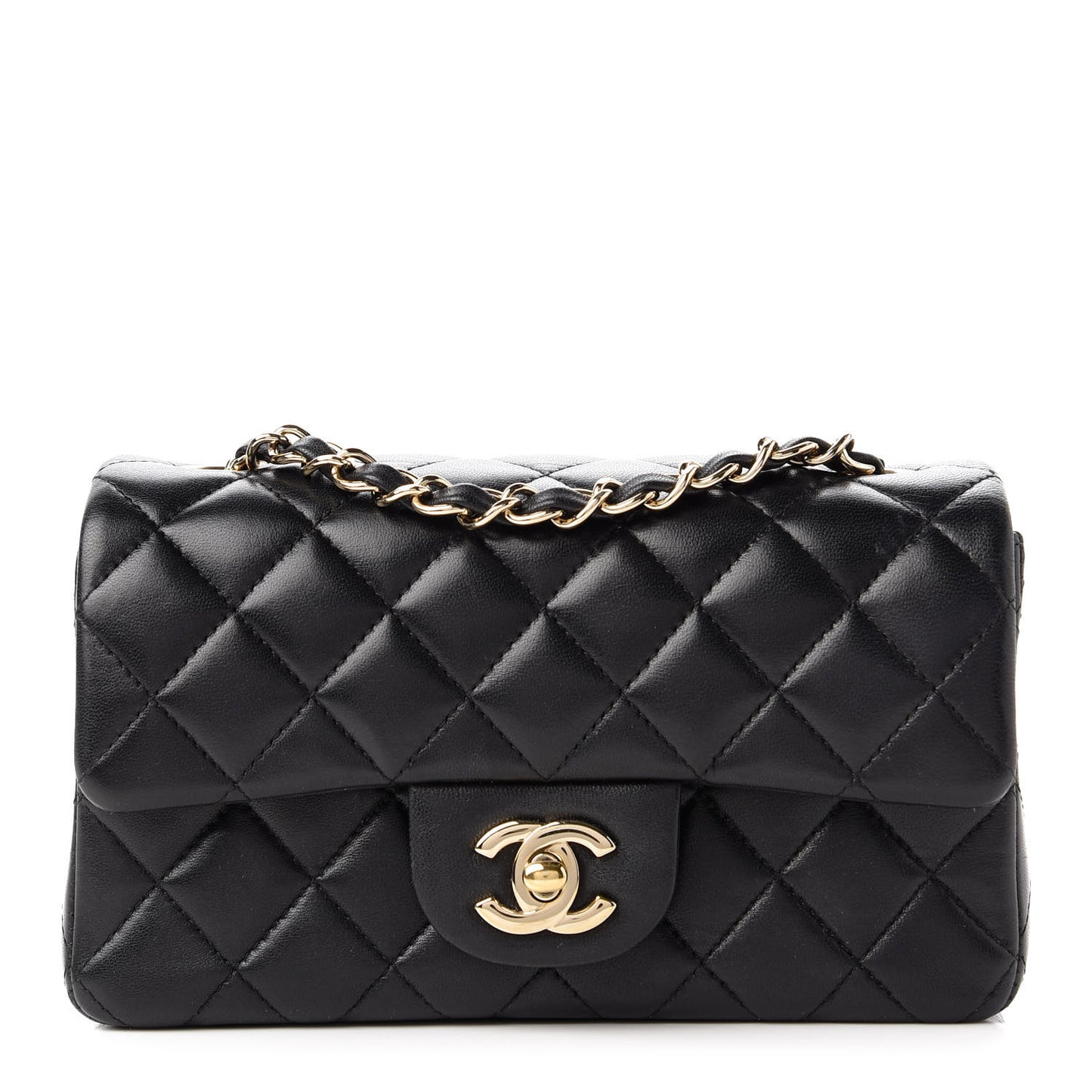 Lambskin Quilted Mini Rectangular Flap Black