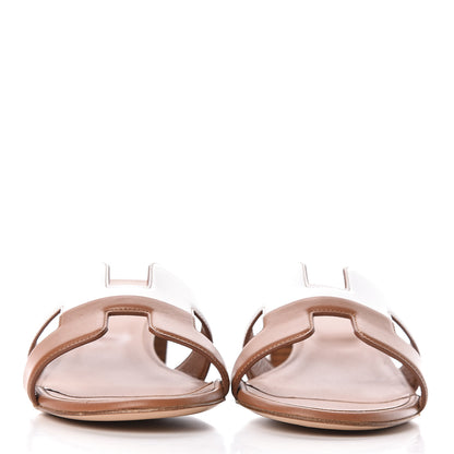 Hermes Calfskin Oasis Sandals 38.5 Gold White 2 of 10