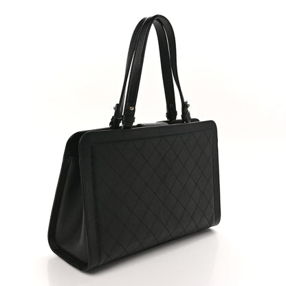 Chanel Grained Calfskin Stitched Large Label Click Shopper Tote Black 3 of 10