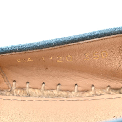 Christian Dior Cotton D-Stripes Embroidered Granville 15mm Espadrilles 35 Deep Ocean 9 of 10