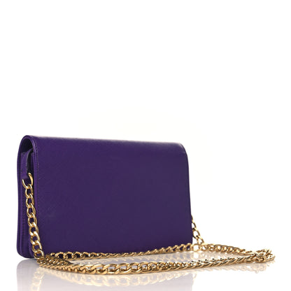 Prada Saffiano Lux Chain Wallet Viola 2 of 7