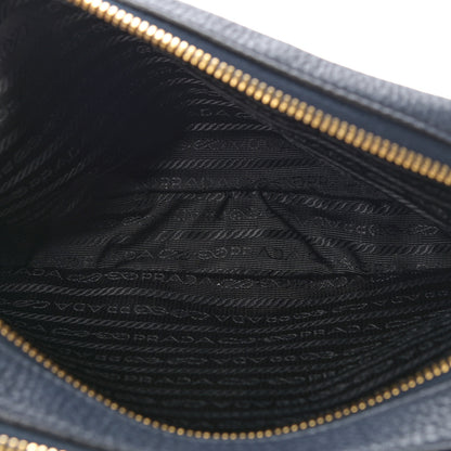 Prada Vitello Daino Medium Double Zip Shoulder Bag Baltico 5 of 12