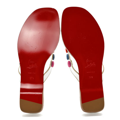 Christian Louboutin Kid Suede Smarta Flat Sandals 37.5 White Multicolor 5 of 14