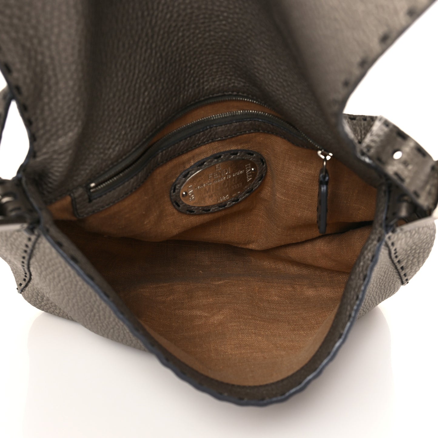 Calfskin Romano Selleria Mama Baguette Peltro