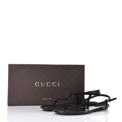 Gucci Kid Scamosciato Crystal Thong Sandals 39 Black 9 of 9