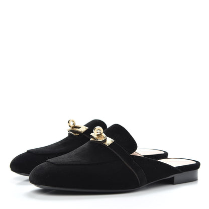 Hermes Velvet Goatskin Oz Mules 36.5 Black 3 of 8