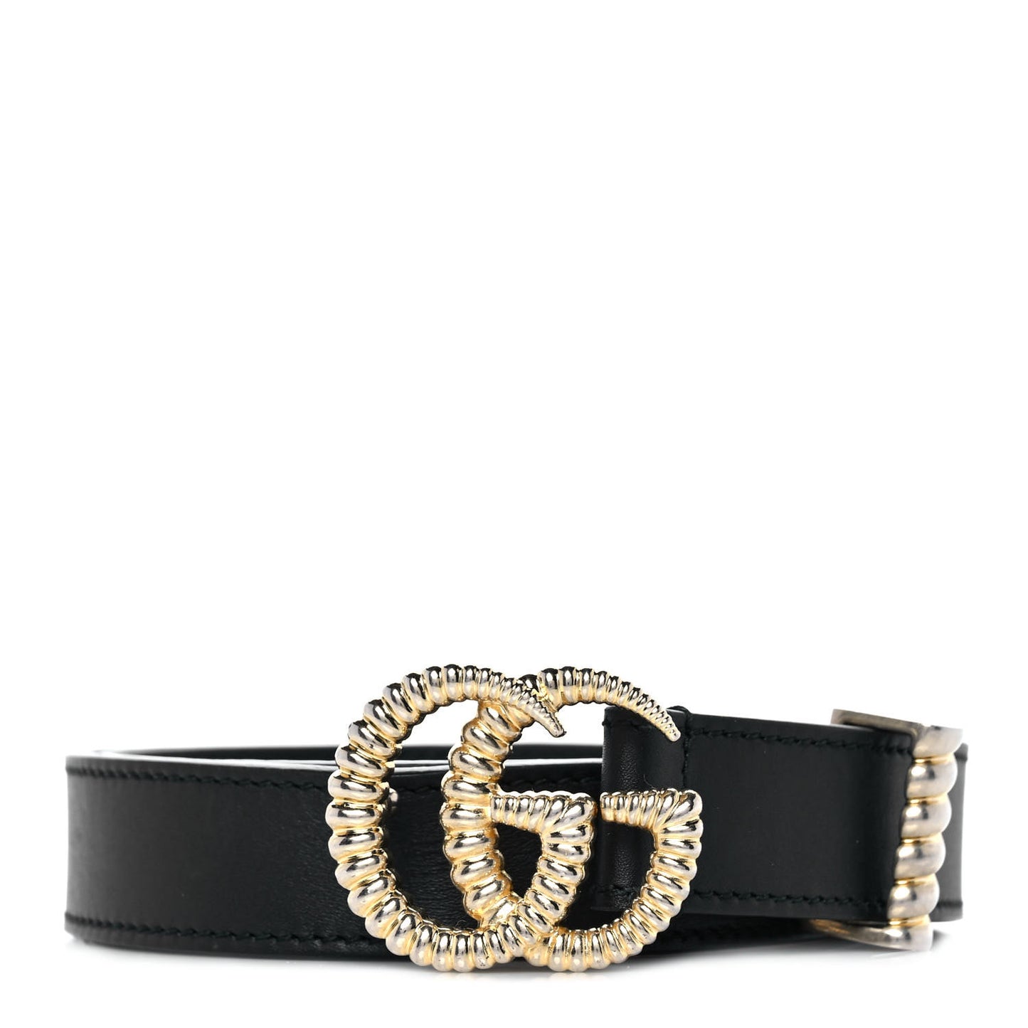Moon Calfskin Torchon Double G 25mm Belt 75 30 Black