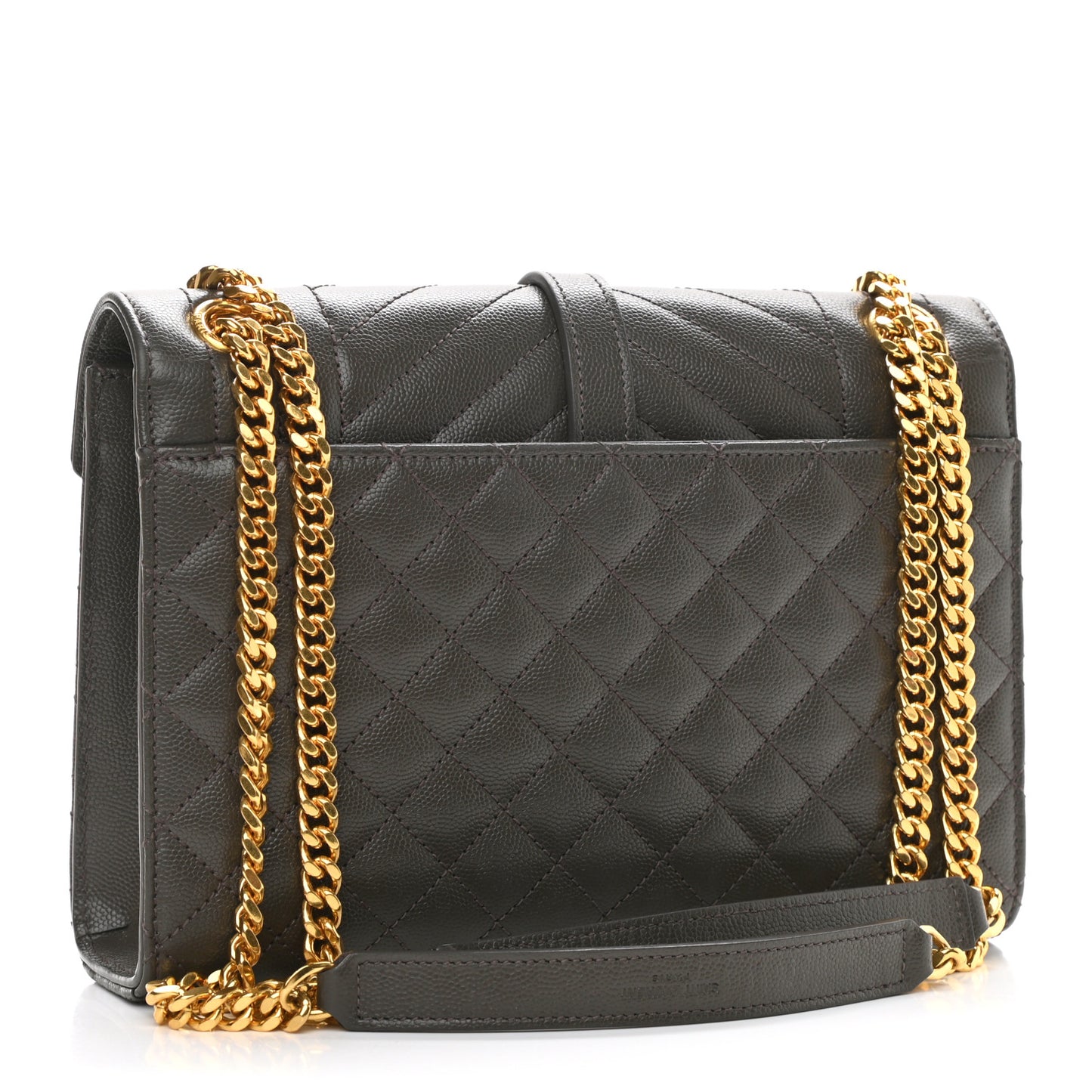 Grain De Poudre Textured Mixed Matelasse Medium Triquilt Monogram Satchel Army Green
