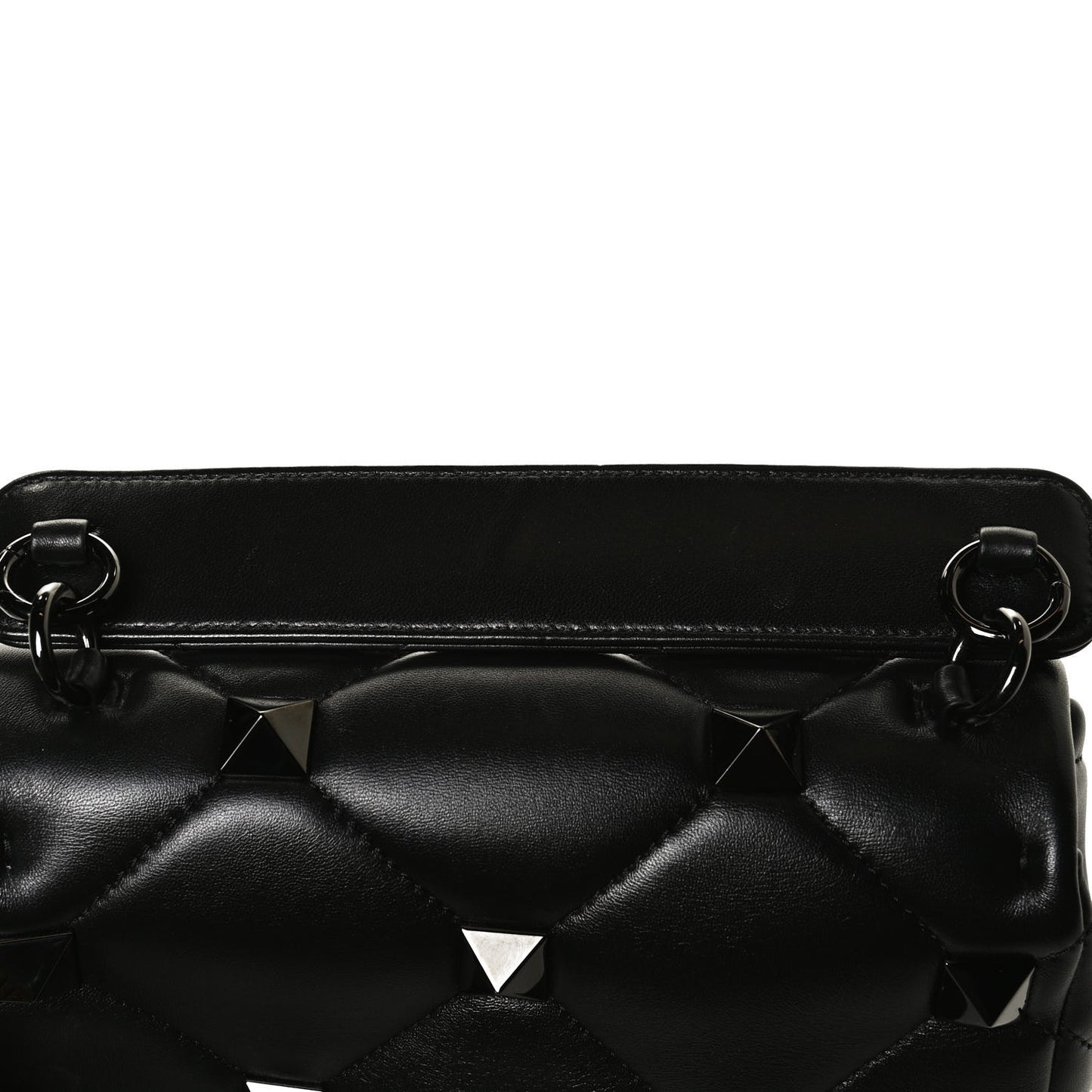 Nappa Monochrome Medium Roman Stud Shoulder Bag Black