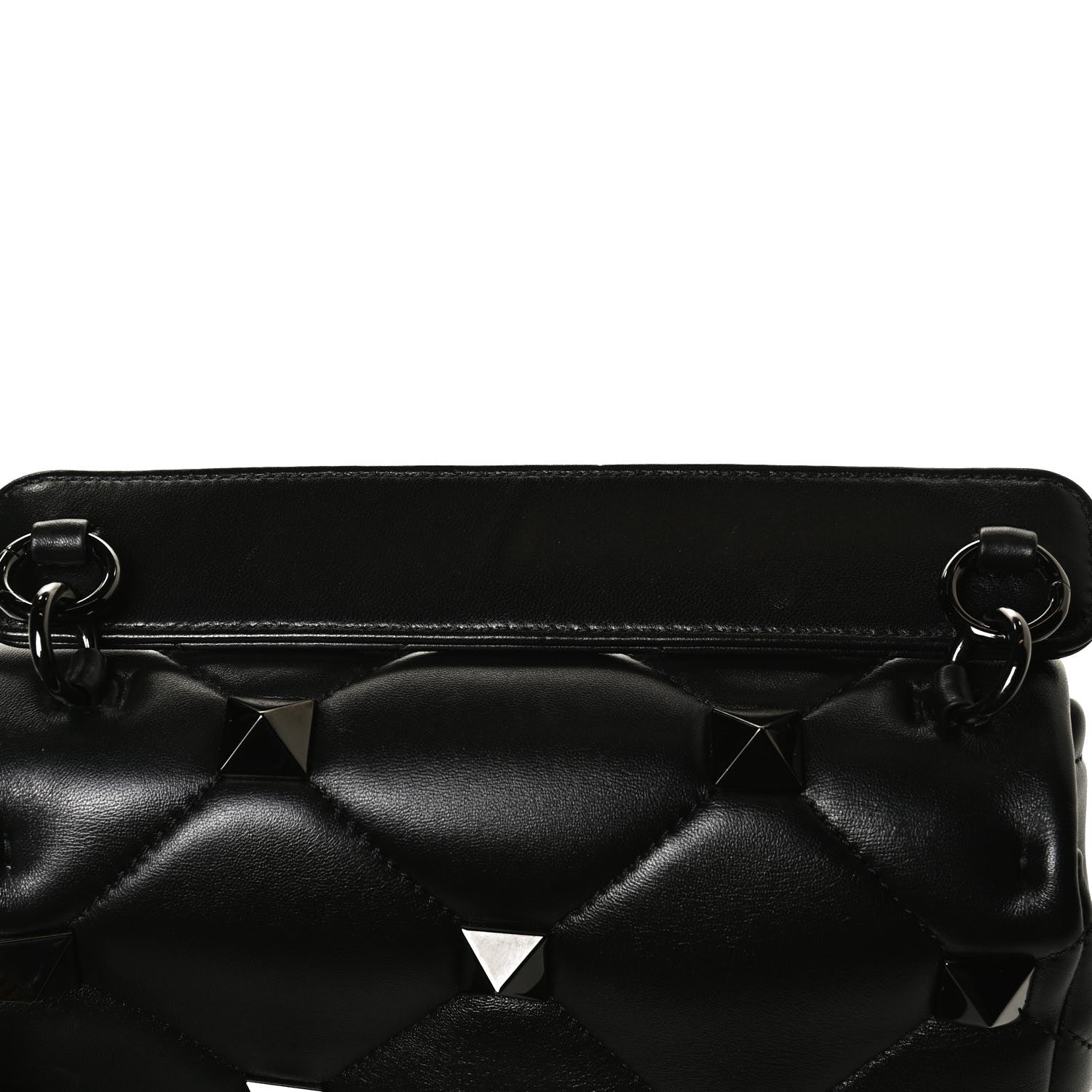 Valentino Garavani Nappa Monochrome Medium Roman Stud Shoulder Bag Black 10 of 10