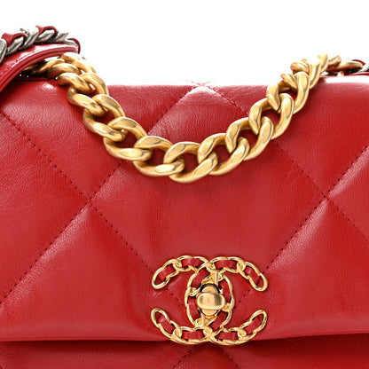 Chanel Goatskin Quilted Medium Chanel 19 Flap Red 8 of 12