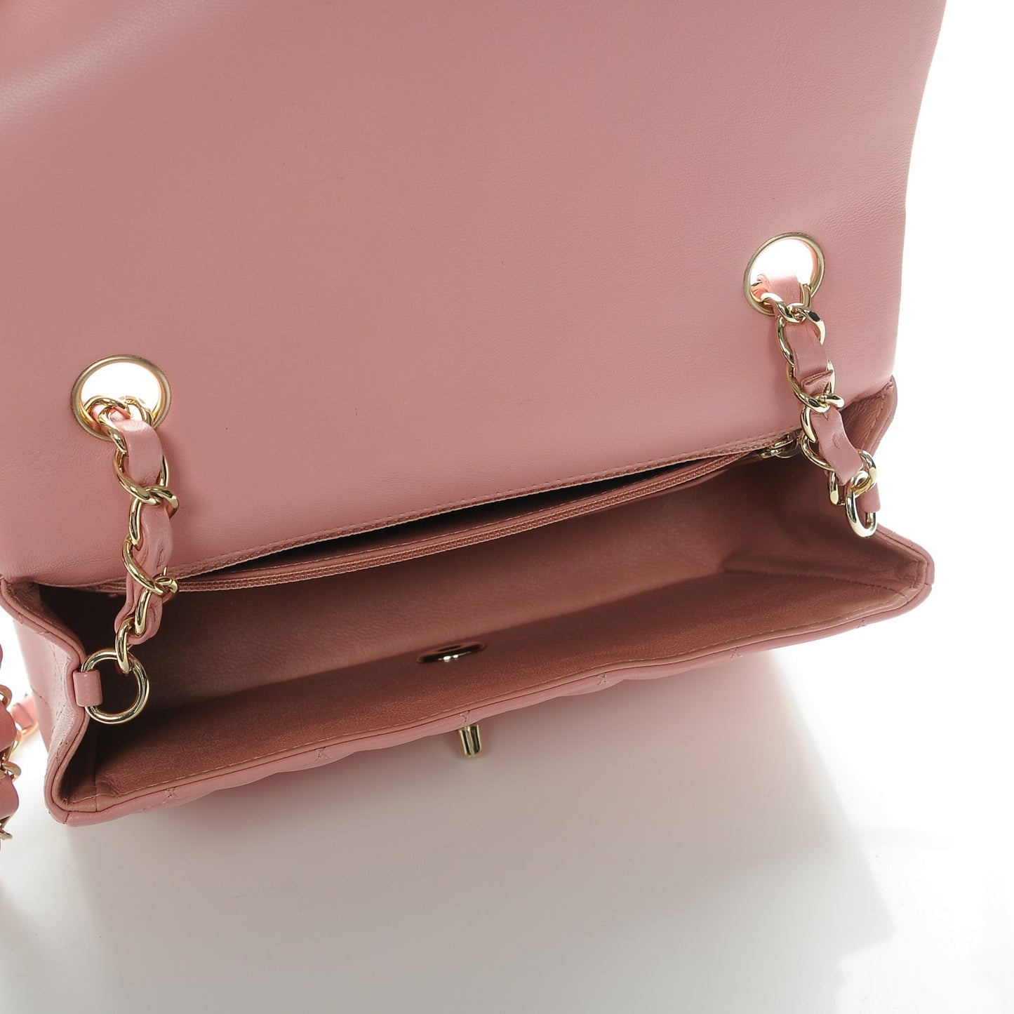 Lambskin Quilted Mini Rectangular Flap Pink