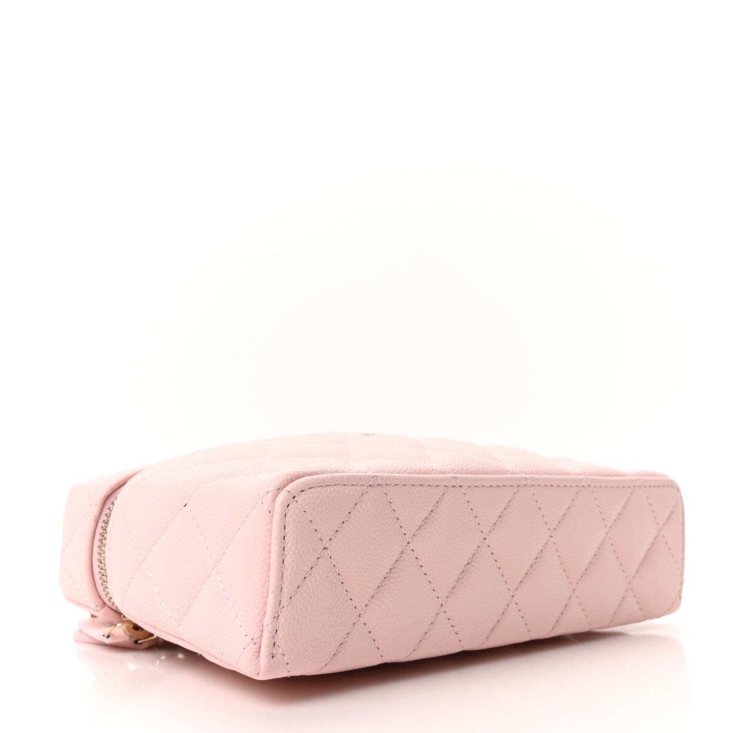 Caviar Quilted Top Handle Slim Vanity With Chain Light Pink