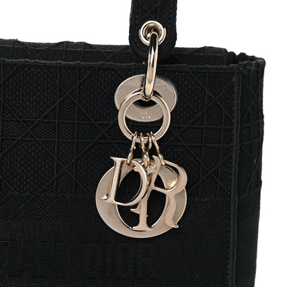Christian Dior Canvas Embroidered Cannage Medium Lady D-Lite Black 12 of 14