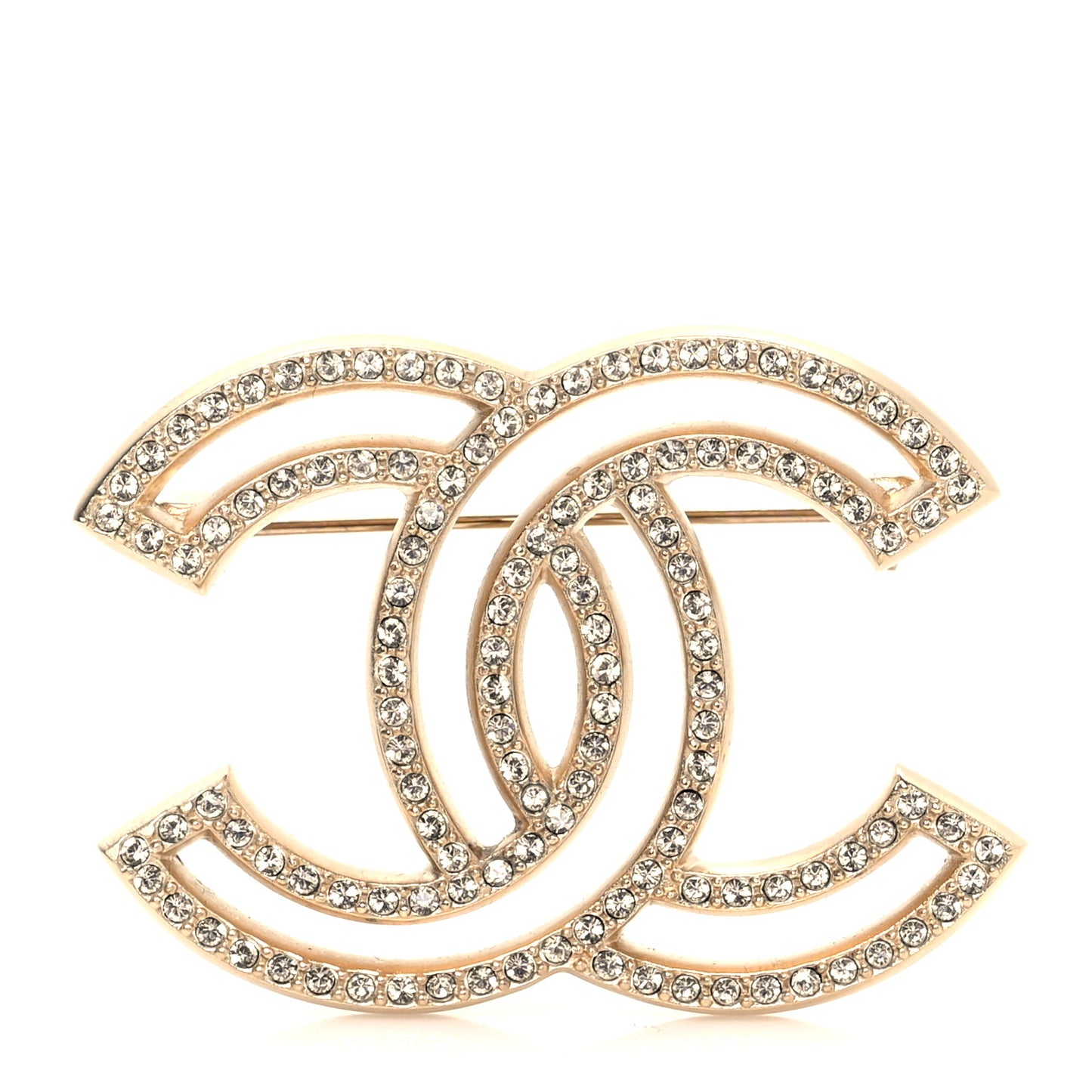 Crystal CC Brooch Light Gold