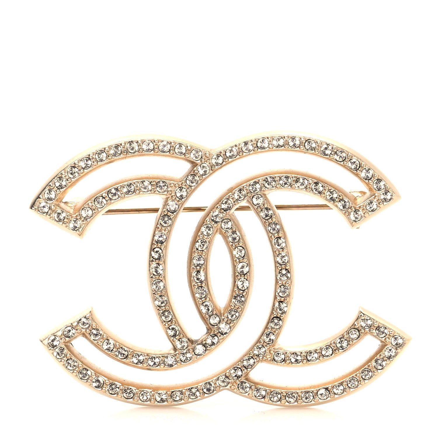 Chanel Crystal CC Brooch Light Gold 1 of 4