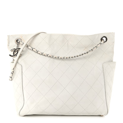 Chanel Caviar Stitched CC Pocket Tote White 1 of 13