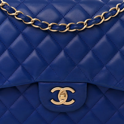 Chanel Lambskin Quilted Jumbo Double Flap Blue 8 of 18