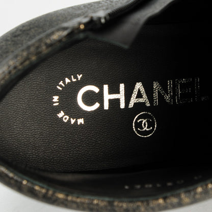Chanel Fantasy Lambskin Peep Toe Short Boots 38 Black Gold 8 of 9