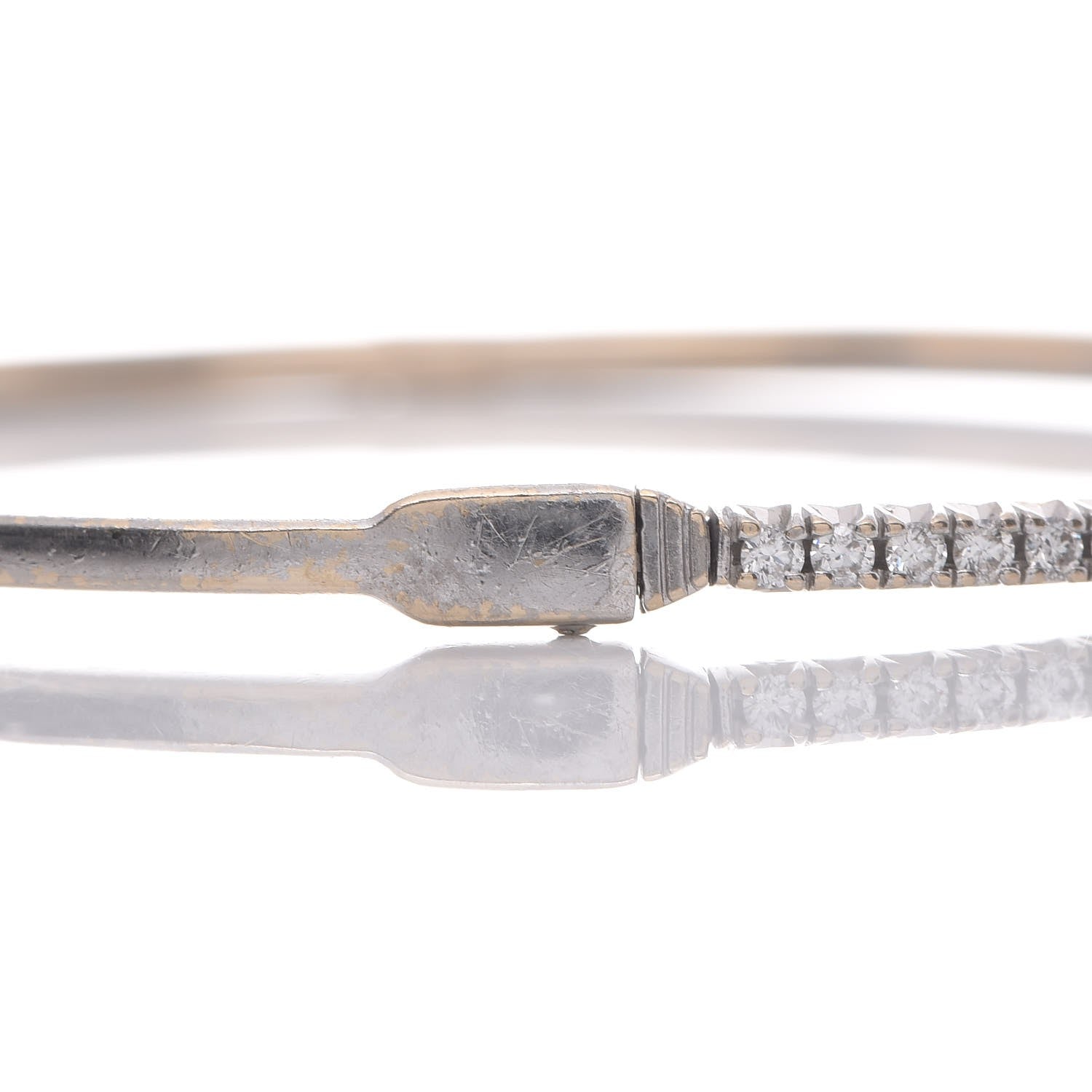 Tiffany 18K White Gold Diamond Metro Hinged Bangle 7 of 10
