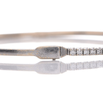 Tiffany 18K White Gold Diamond Metro Hinged Bangle 7 of 10