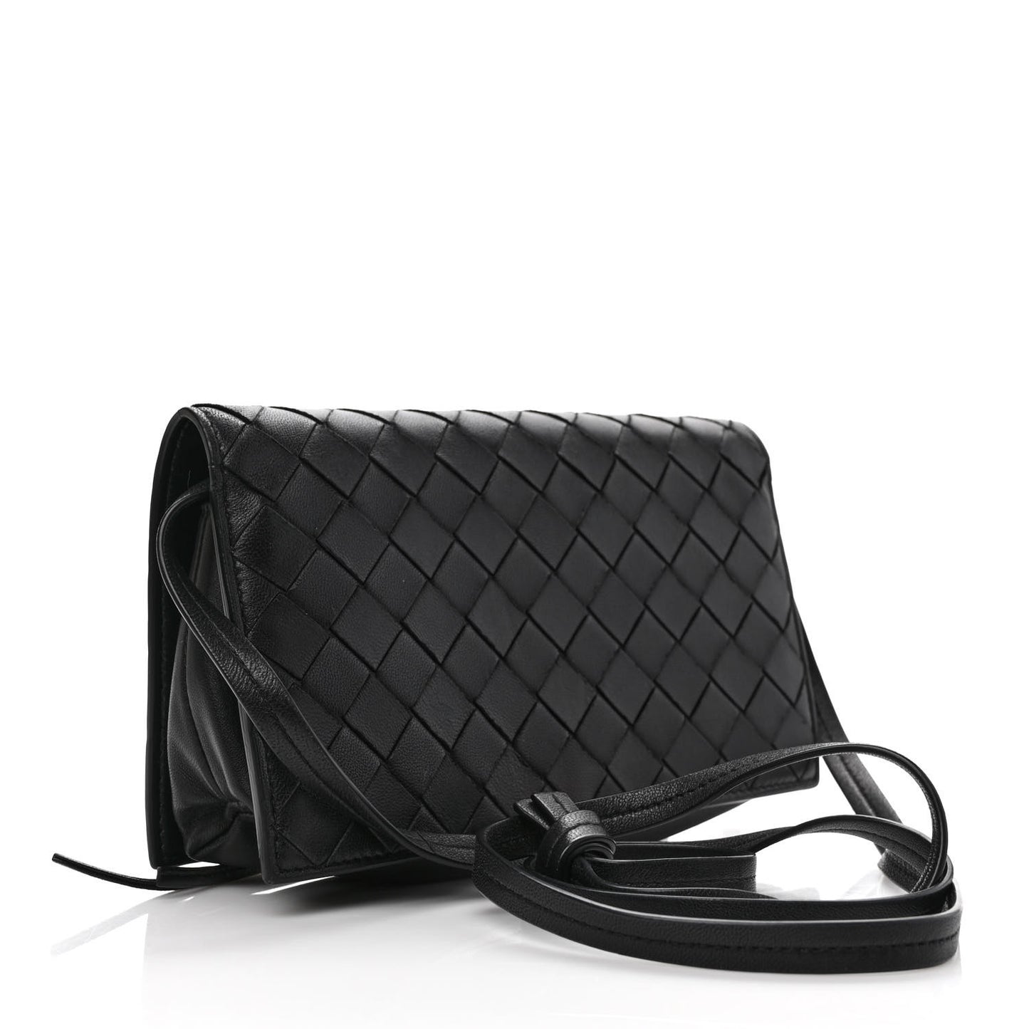 Nappa Intrecciato Knot Flap Crossbody Black