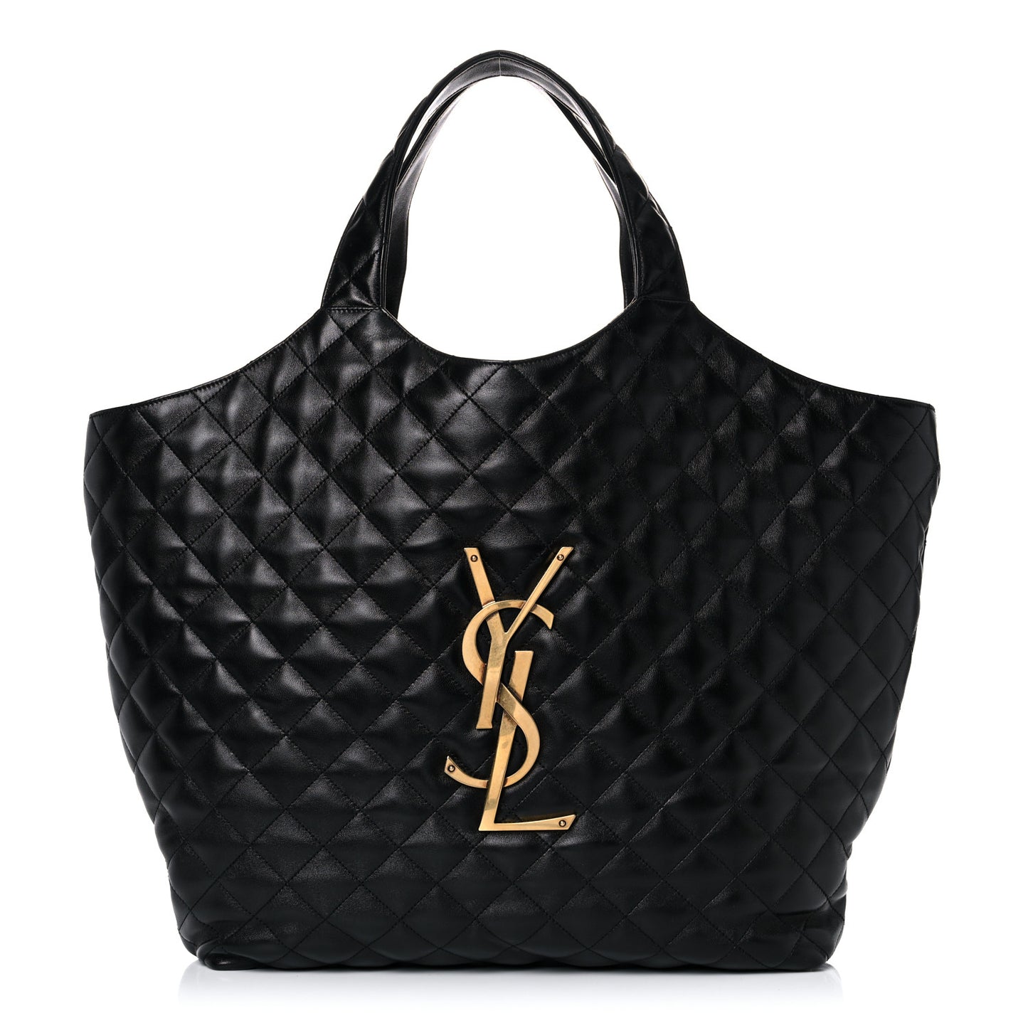 Lambskin Quilted Maxi Icare Shopping Tote Black